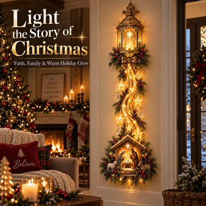Christmas Story Lantern Cascade – Lighted Nativity Wall Decor