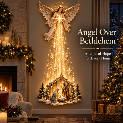 Angel Over Bethlehem– Lighted Nativity Christmas Wall Decor