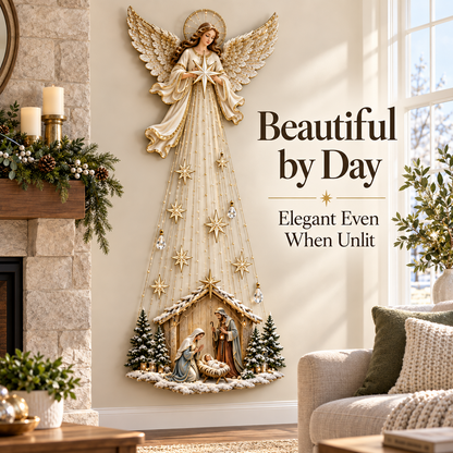 Angel Over Bethlehem– Lighted Nativity Christmas Wall Decor