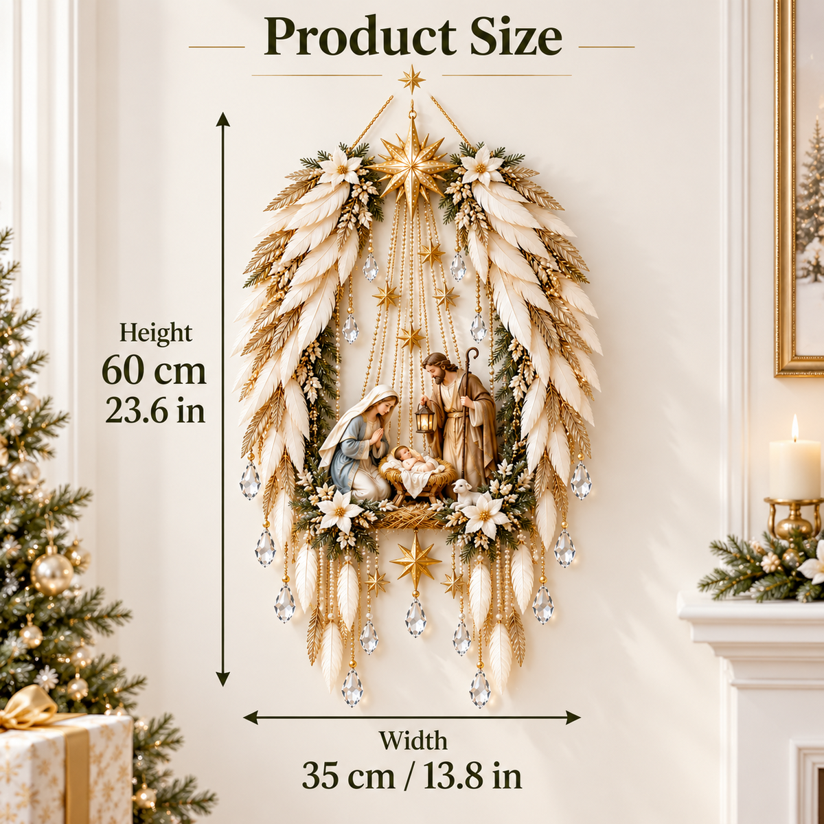 ✨ Heavenly Angel Wings Nativity Light – Lighted Christmas Wall Decor  ✈️