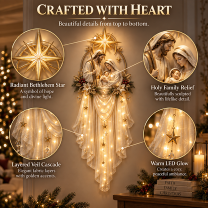 ✝️ Last Day 49% OFF✨Holy Family Star Veil Cascade™ – Lighted Nativity Christmas Wall Decor