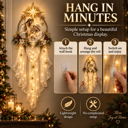 ✝️ Last Day 49% OFF✨Holy Family Star Veil Cascade™ – Lighted Nativity Christmas Wall Decor
