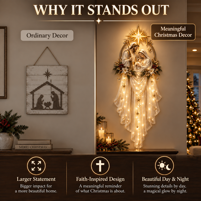 ✝️ Last Day 49% OFF✨Holy Family Star Veil Cascade™ – Lighted Nativity Christmas Wall Decor