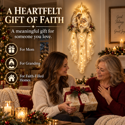 ✝️ Last Day 49% OFF✨Holy Family Star Veil Cascade™ – Lighted Nativity Christmas Wall Decor
