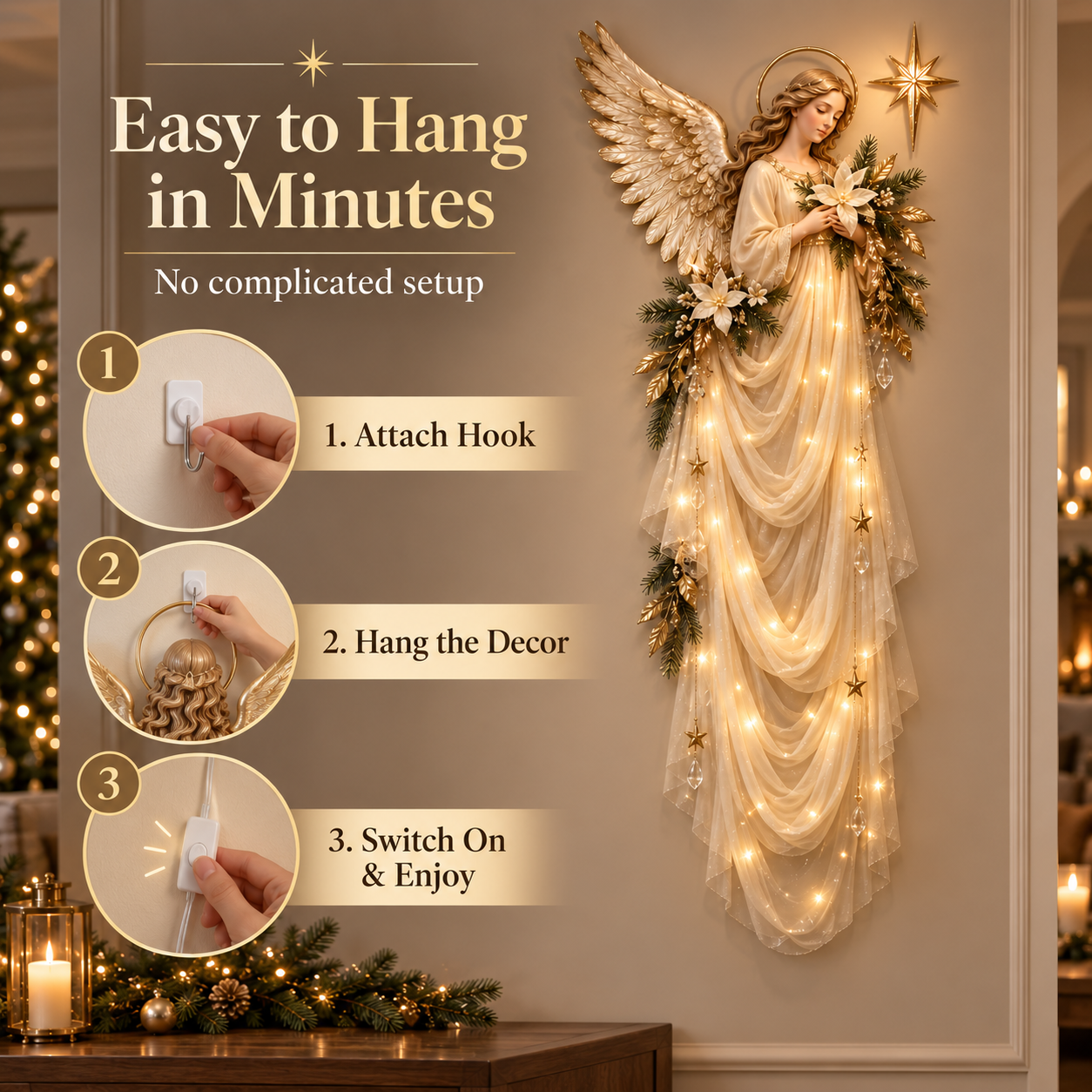 Angel of Peace Christmas wall decor simple hanging installation
