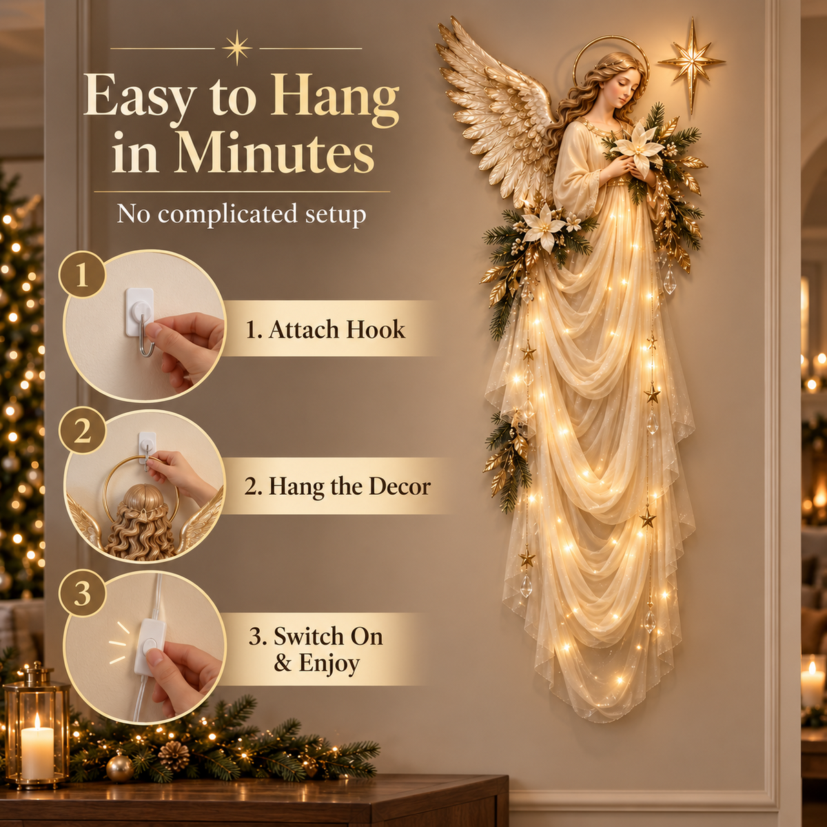 👼Last Day 49% OFF✨ Angel of Peace Light Cascade™ — Bring a Heavenly Glow Home