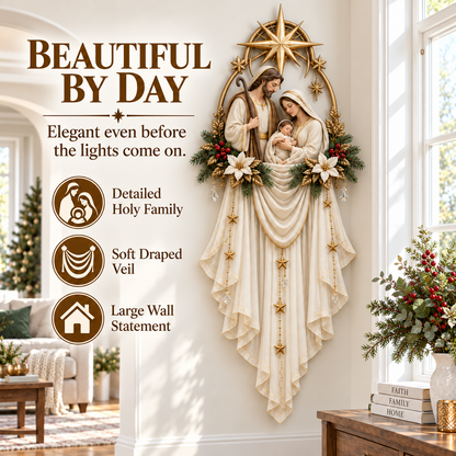 ✝️ Last Day 49% OFF✨Holy Family Star Veil Cascade™ – Lighted Nativity Christmas Wall Decor