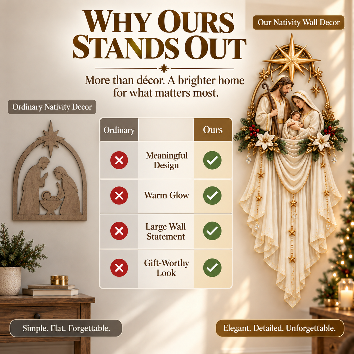 ✝️ Last Day 49% OFF✨Holy Family Star Veil Cascade™ – Lighted Nativity Christmas Wall Decor