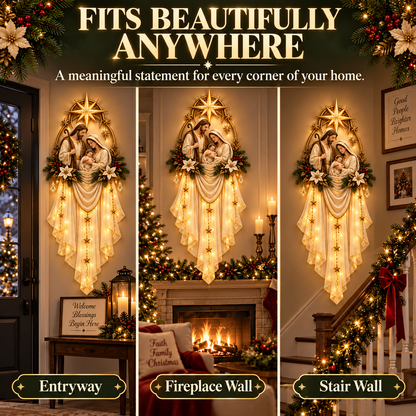 ✝️ Last Day 49% OFF✨Holy Family Star Veil Cascade™ – Lighted Nativity Christmas Wall Decor