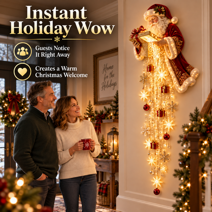 🎅 Santa’s Magical Gift Starfall Cascade™ | Lighted Christmas Wall Decor