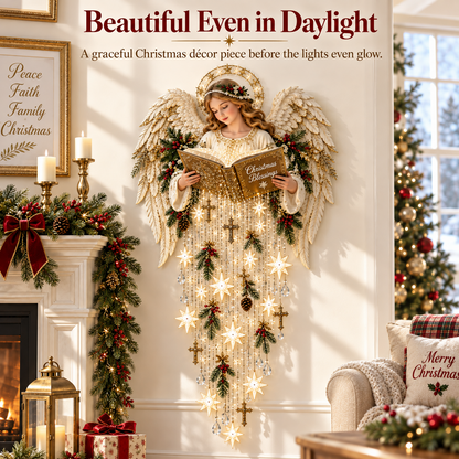 👼 Christmas Blessing Angel Starfall Wall Light™✝️ – Lighted Faith Christmas Decor