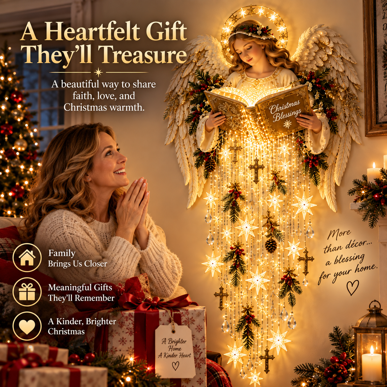 Christmas Blessing Angel Starfall Wall Light heartfelt Christmas gift