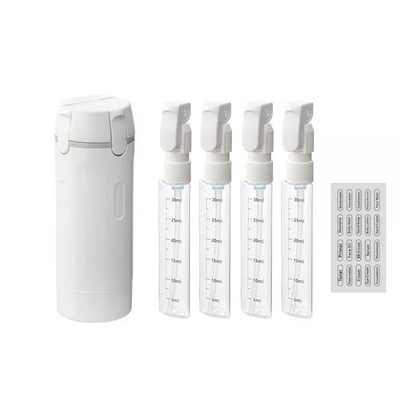 4-in-1 auslaufsicheres, drehbares Reisedispenser-Set