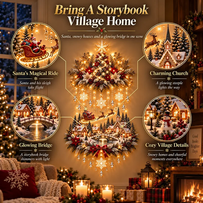 🎄 Illuminated Christmas Tree & Village Wall Hanging  ✈️