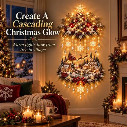 🎄 Illuminated Christmas Tree & Village Wall Hanging  ✈️