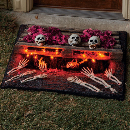 💀 LAST DAY 50% OFF –Haunted Grave Trap™ – Creepy 3D Illusion Halloween Doormat 🎃