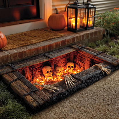 💀 LAST DAY 50% OFF –Haunted Grave Trap™ – Creepy 3D Illusion Halloween Doormat 🎃