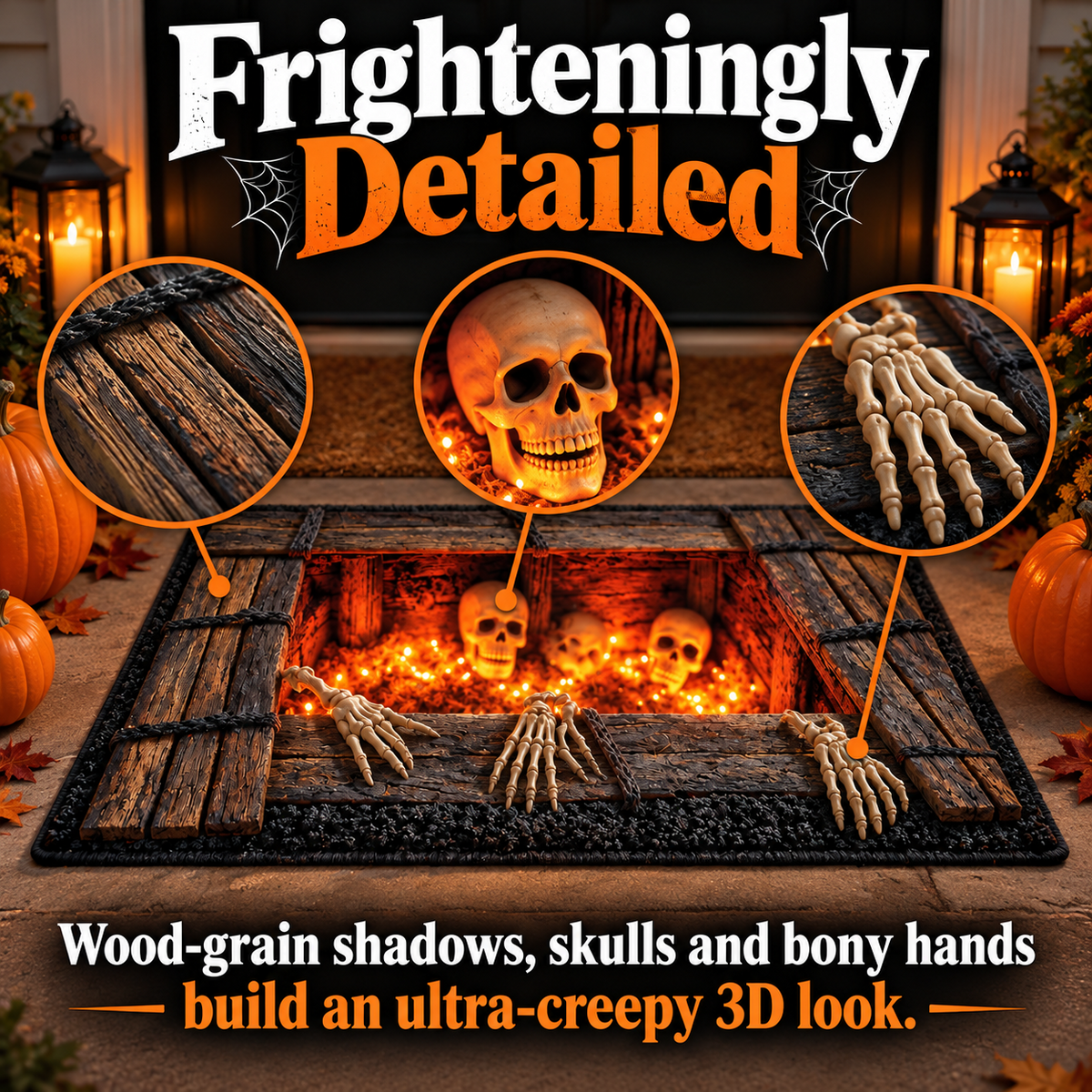 💀 LAST DAY 50% OFF –Haunted Grave Trap™ – Creepy 3D Illusion Halloween Doormat 🎃