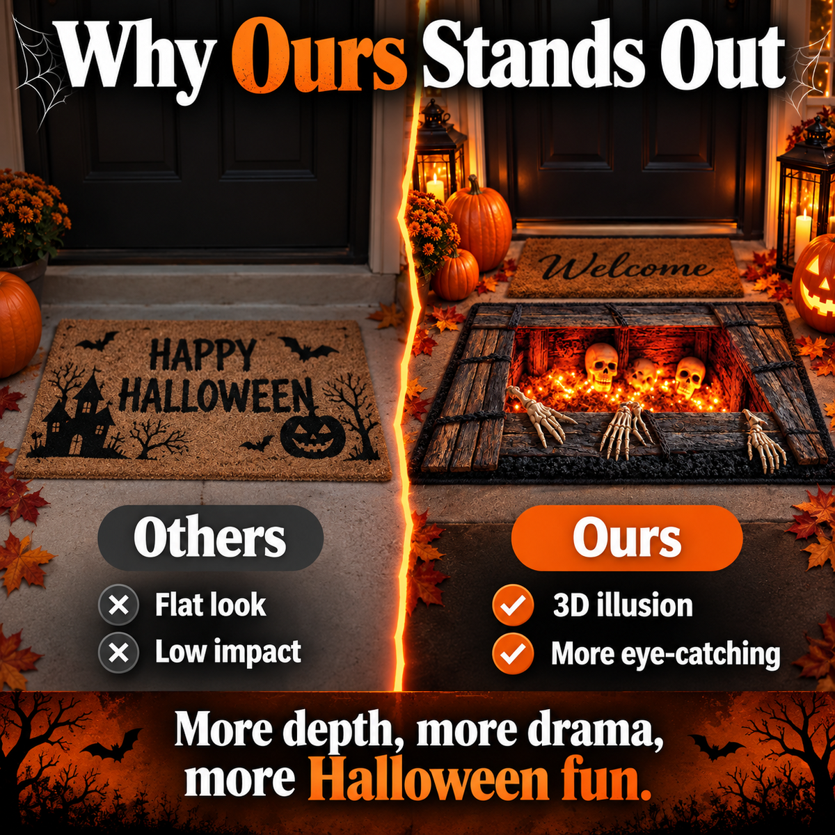 💀 LAST DAY 50% OFF –Haunted Grave Trap™ – Creepy 3D Illusion Halloween Doormat 🎃