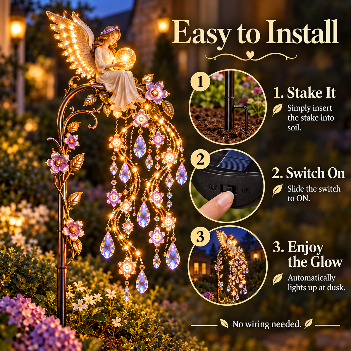 🪽 Angel Wings Garden Glow™ – Memorial Solar Garden Light