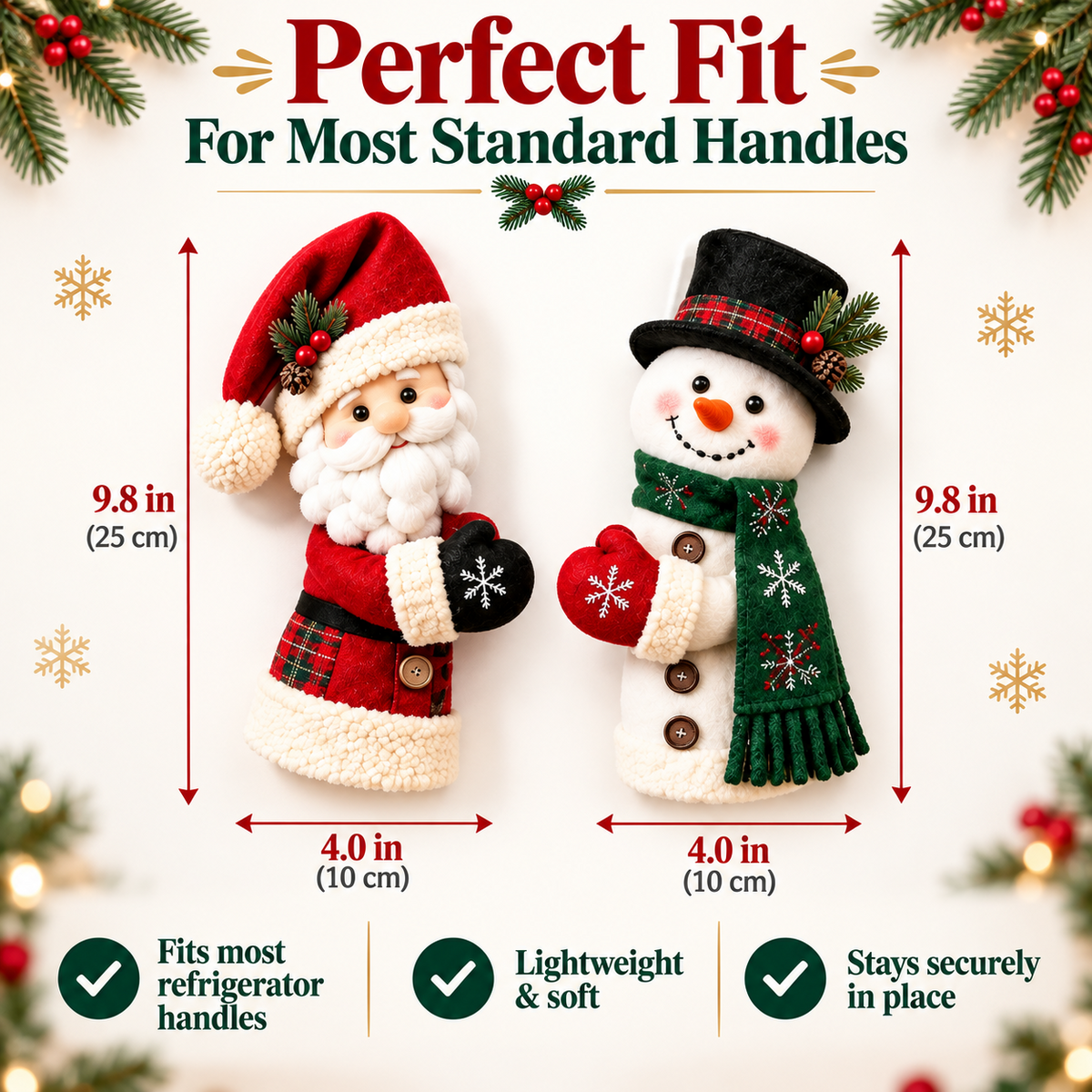 🎅 Christmas Kitchen Handle Huggers™ – Santa & Snowman Decor