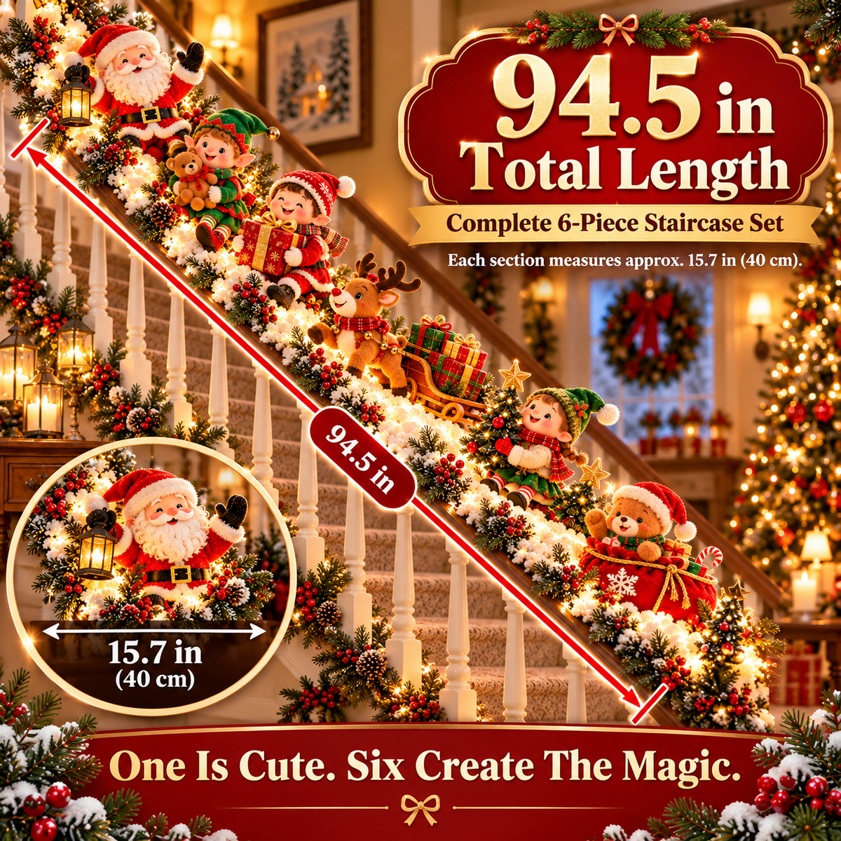 Santa Staircase Workshop complete six piece 94.5 inch set