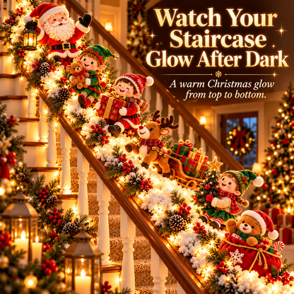 🎅 Santa’s Staircase Workshop™ – Lighted 6-Piece Christmas Stair Railing Decor 🎄