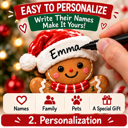 🎄 Personalized Gingerbread Family Fridge Magnet™ – Writeable Christmas Keepsake ❤️