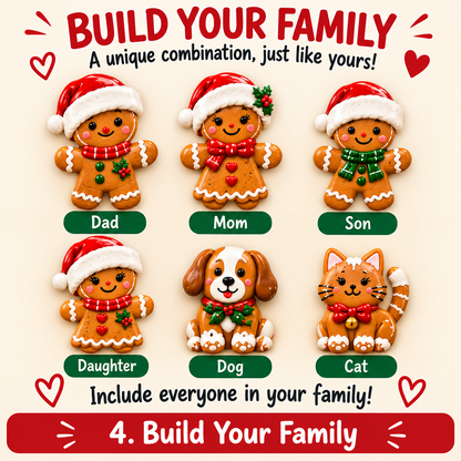 🎄 Personalized Gingerbread Family Fridge Magnet™ – Writeable Christmas Keepsake ❤️