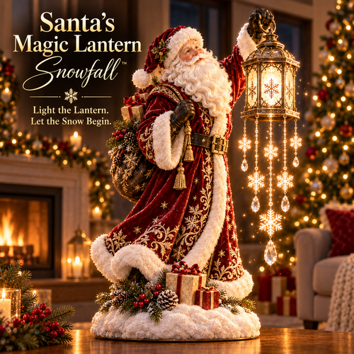 🎅 Santa’s Magic Lantern Snowfall™✨ – Lighted Christmas Tabletop Decor