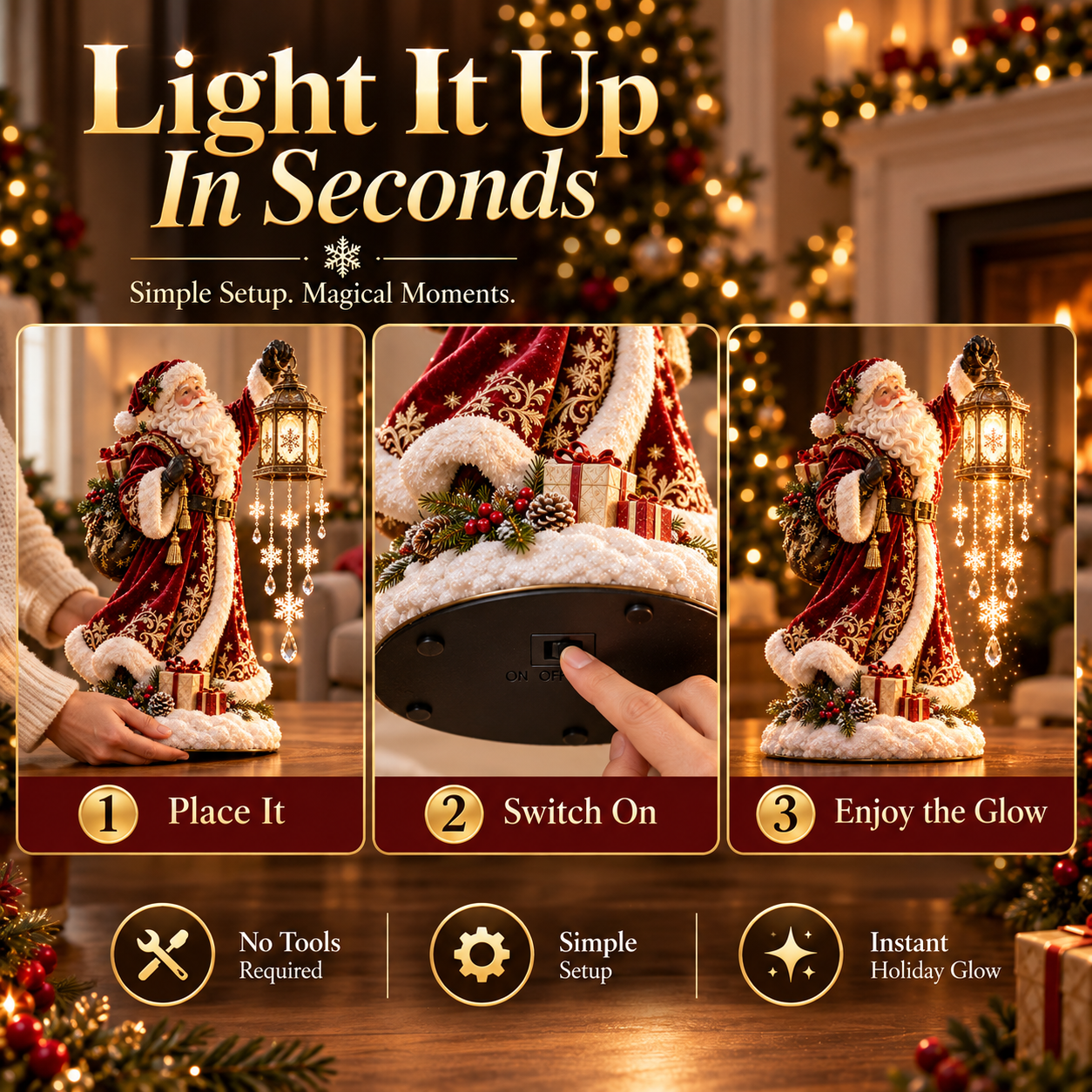 Santa Magic Lantern Snowfall simple switch setup