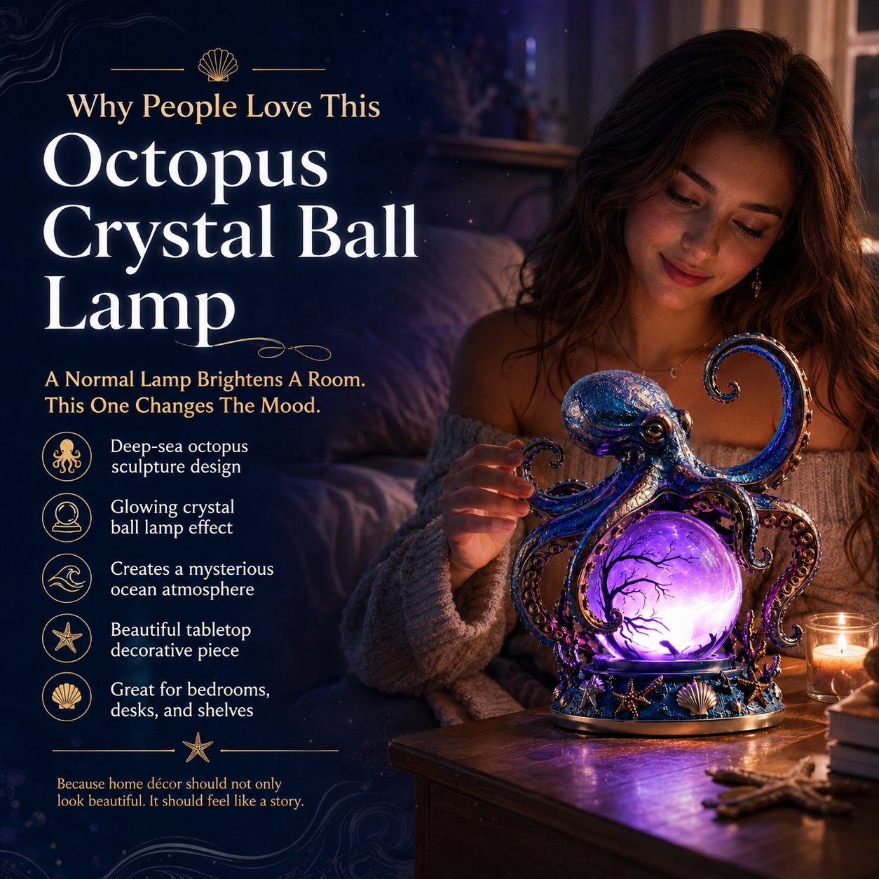 🐙 Deep Sea Octopus Crystal Ball Lamp
