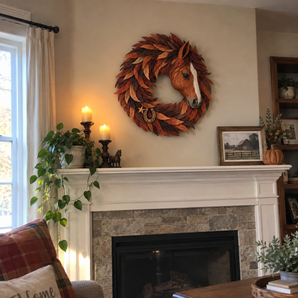 🐴🤎Rustic Horse Head Wreath – Western Farmhouse Wall & Door Decor
