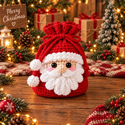 🎄 Christmas Crochet Character Gift Pouch | Reusable Drawstring Gift Bag
