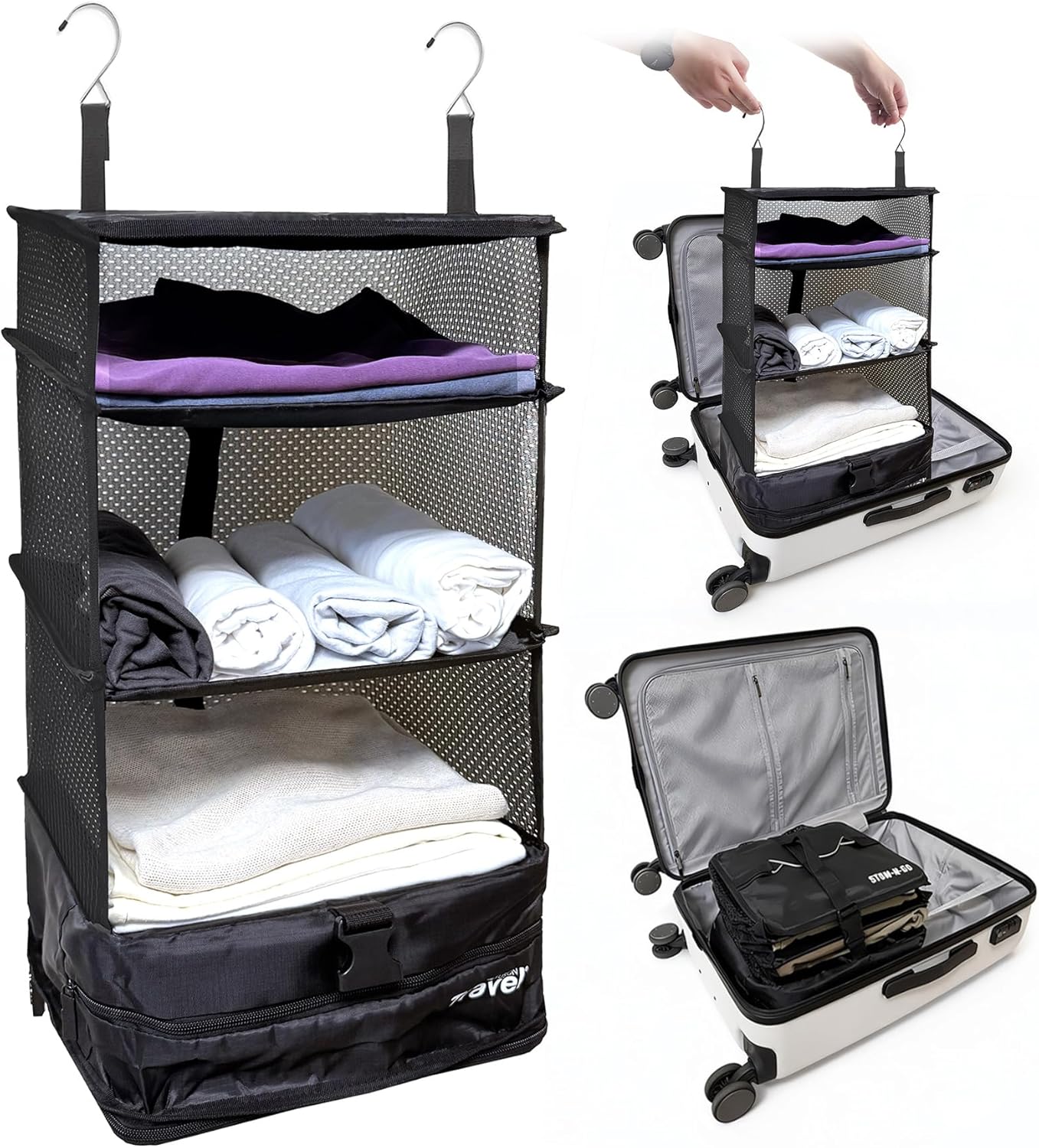 Packing Organizer for Luggage, Portable Hanging Travel Shelves