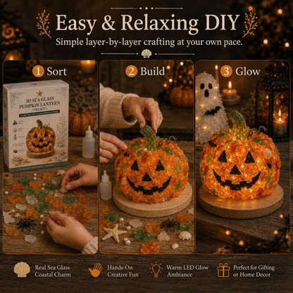 🔥😍 Last Day 49% OFF – 🎃 Beginner-Friendly DIY Lighted Sea Glass Halloween Character Kit Collection | Complete Kit with Sea Glass Pieces, LED Lights & Step-by-Step Guide Included 💕
