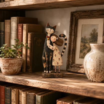 ❤️Girl & Her Best Friend Folk Art Figurine