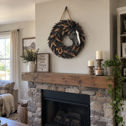 🐴🤎Rustic Horse Head Wreath – Western Farmhouse Wall & Door Decor