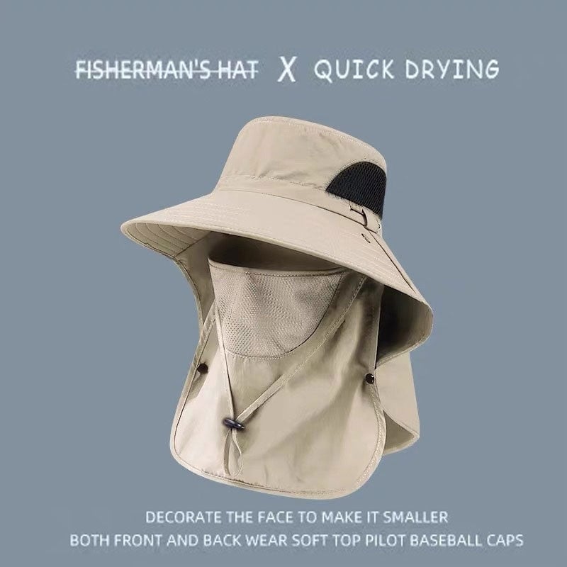 Wide Brim Sun Protection Hat with Removable Face&Neck Flap Cover for Men Women