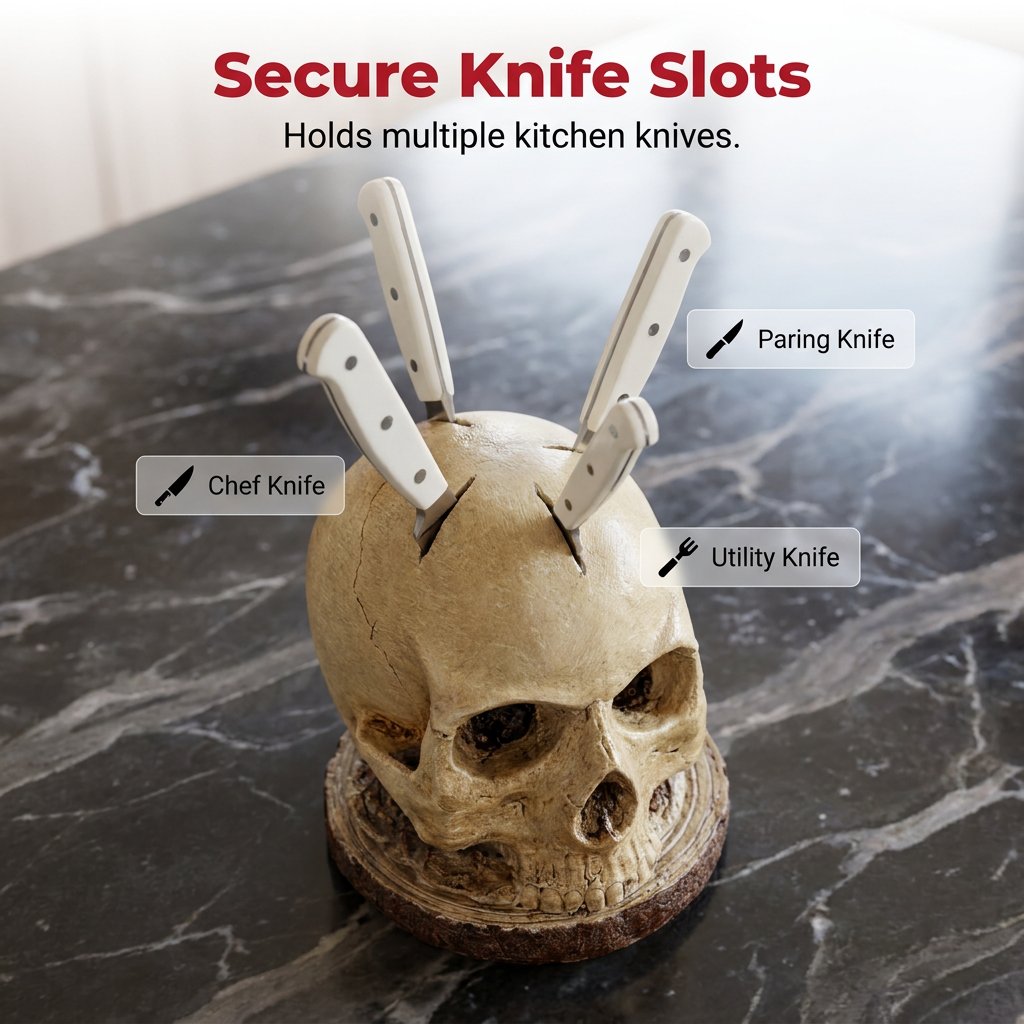 ☠️ Gothic Skull Knife Holder