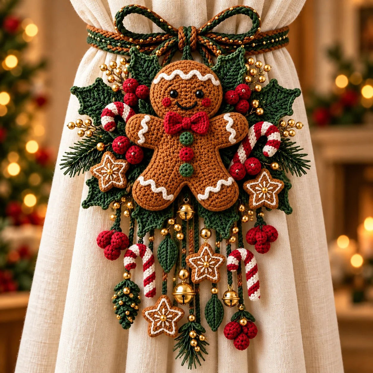 ⏳ Last Day 49% OFF – 🎄 Christmas Crochet Curtain Tieback DIY Kit | Beginner-Friendly Options, 8 Festive Designs 🧶