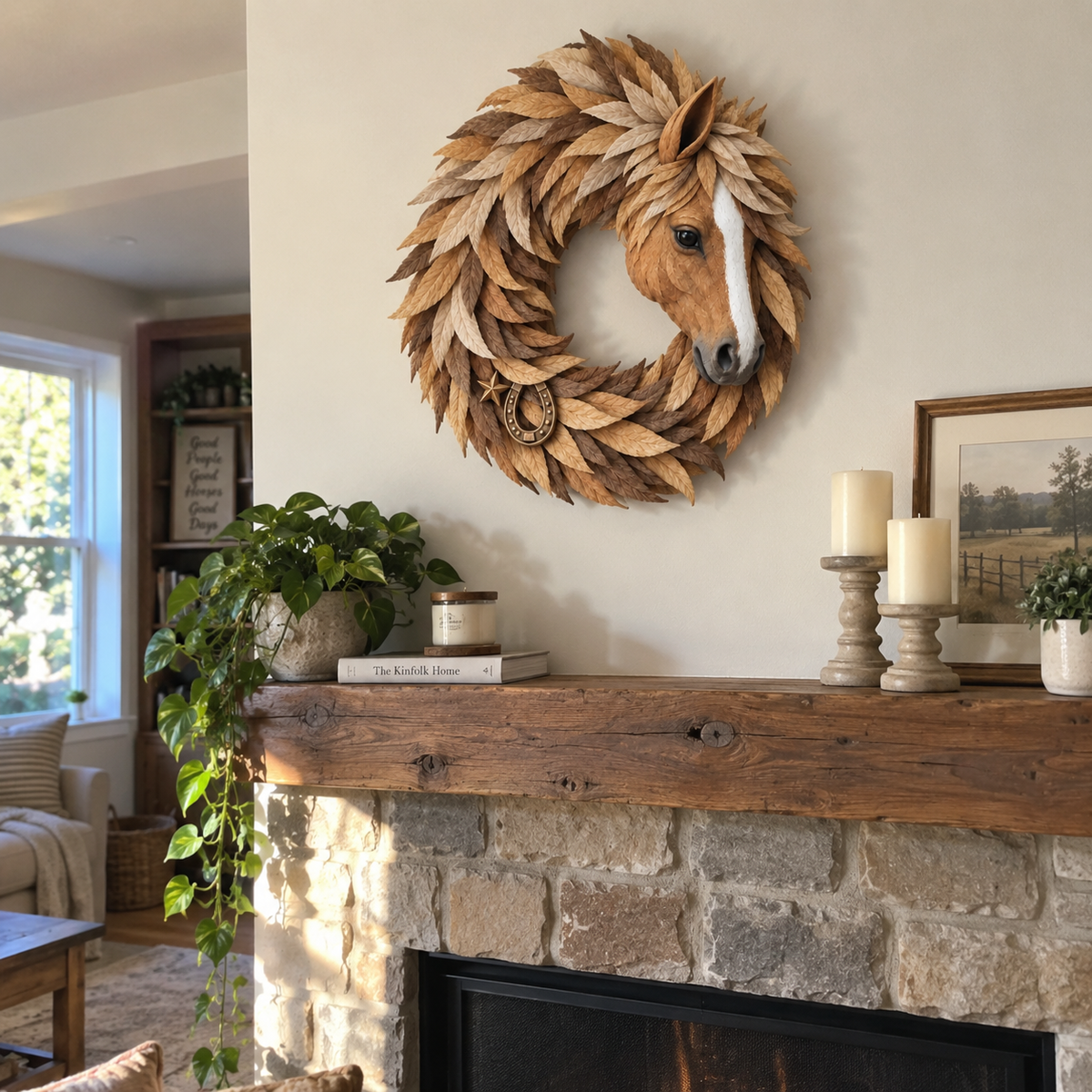 🐴🤎Rustic Horse Head Wreath – Western Farmhouse Wall & Door Decor