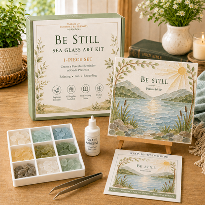 🔥 LAST DAY 49% OFF✝️ Psalms of Comfort & Strength Sea Glass Art Kit
