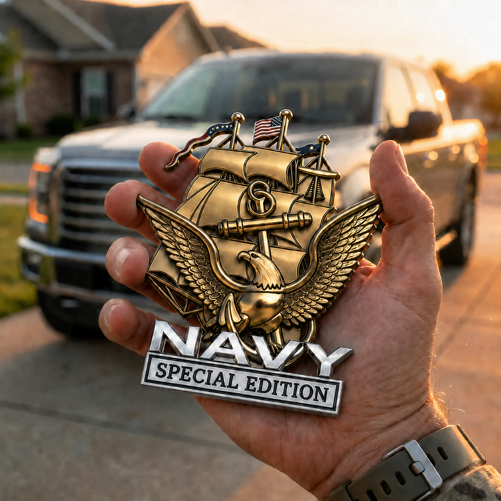 🔥 Father’s Day Sale -🎁U.S. Navy Special Edition Metal Vehicle Badge
