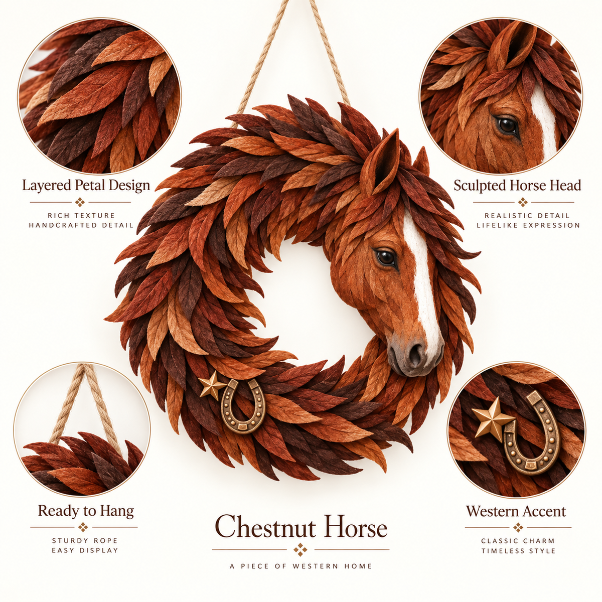 🐴🤎Rustic Horse Head Wreath – Western Farmhouse Wall & Door Decor