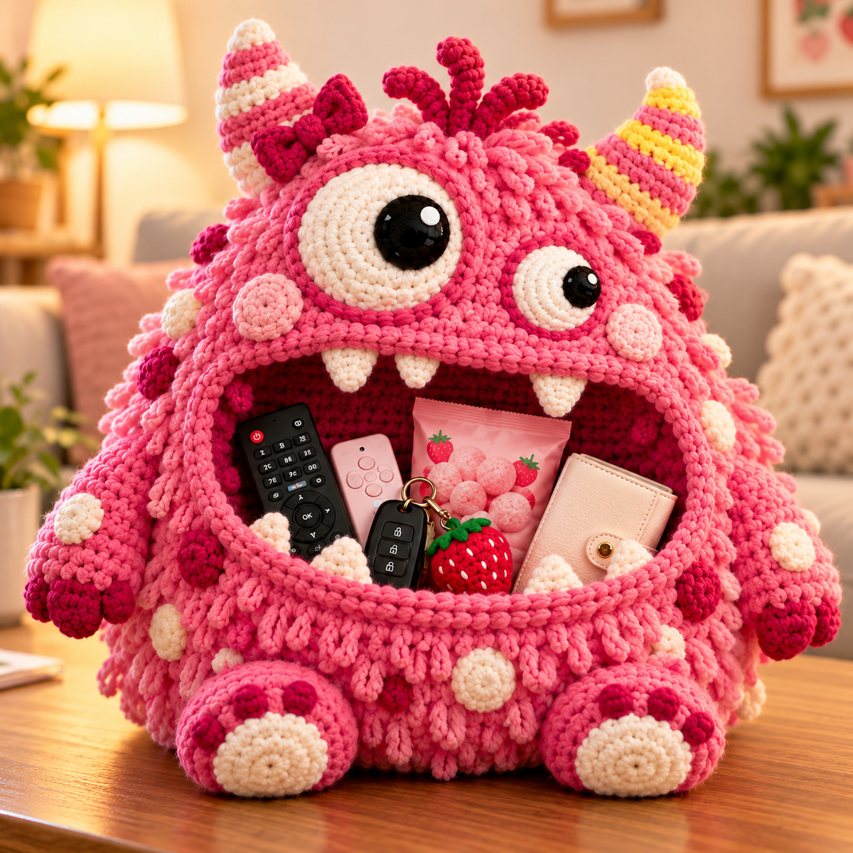 🔥 Last Day 49% OFF-Clutter Munchers Hungry Monster DIY Crochet Storage Buddies 👾🧶
