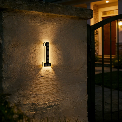Solar Lighted House Numbers 9 Inch Waterproof LED Address Signs for Outside Modern House Numbers