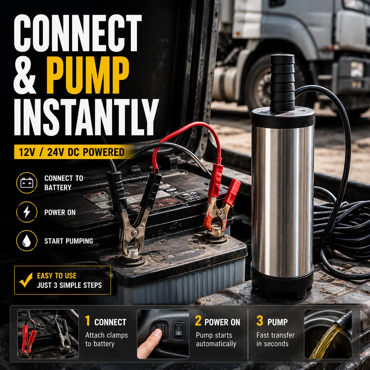 🔥Father's Day Sale 49% OFF🚜 DC 12V Portable Submersible Fuel Transfer Pump