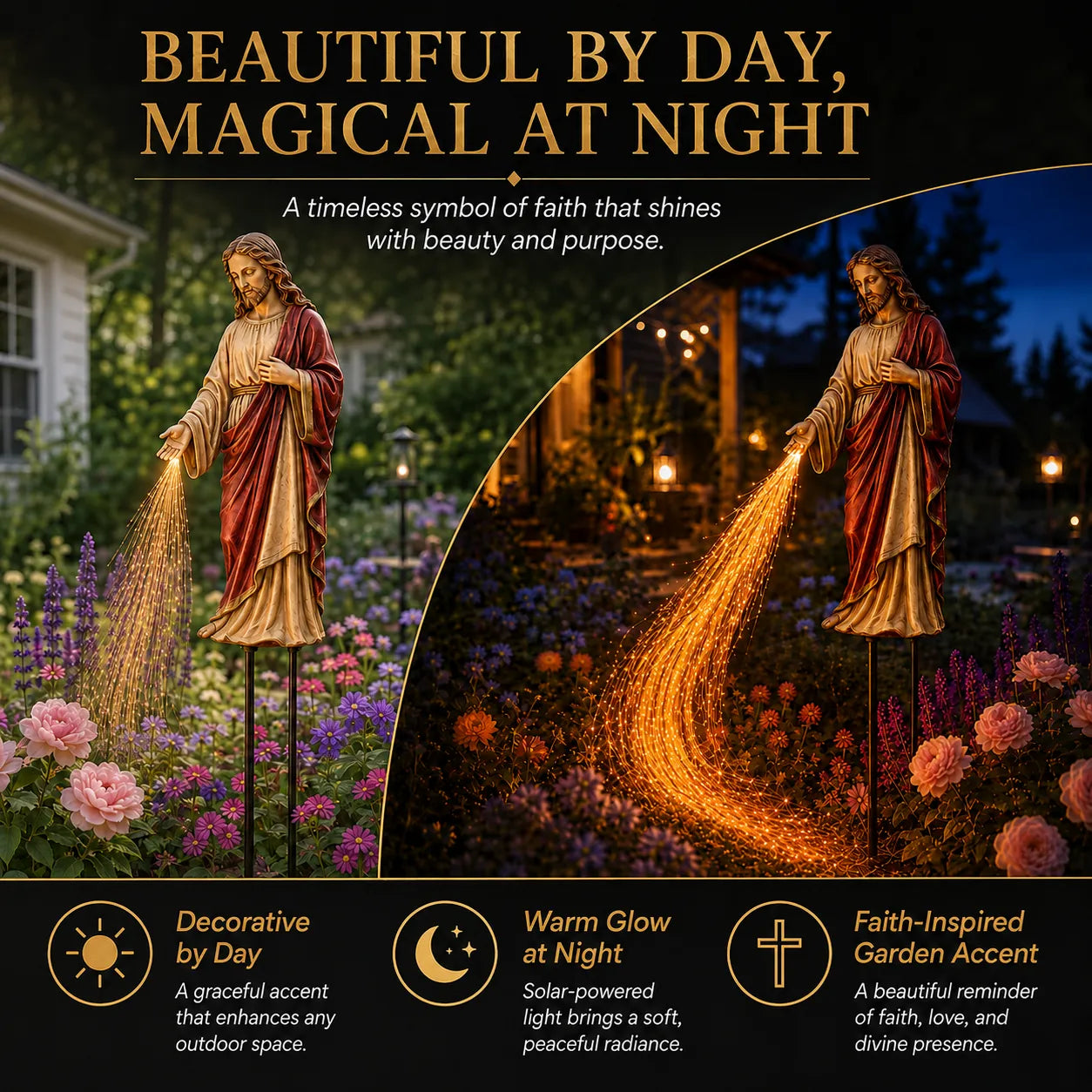 ✝️ Solar Jesus Fiber Optic Garden Light ✨ | Faith-Inspired Outdoor Decor🔥