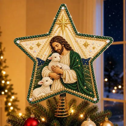 🔥LAST DAY 50% OFF - ⭐ Christian Faith Pearl Diamond Art Christmas Tree Topper Kit